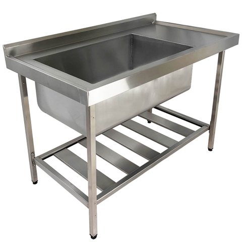 Pia Aço Inox Industrial 140x70x90 Cm Cuba Grande Cubão Esquerda Nortinox