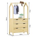 Ver imagem 3 de Cômoda Infantil Montessori Madeira com Arara 3 Gavetas Amira Idimex