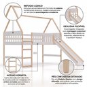 Ver imagem 4 de Cama Cabana Infantil Elevada com Escorregador em Madeira e MDF Branco