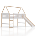 Ver imagem 2 de Cama Cabana Infantil Elevada com Escorregador em Madeira e MDF Branco