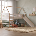 Ver imagem 1 de Cama Cabana Infantil Elevada com Escorregador em Madeira e MDF Branco