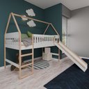 Ver imagem 1 de Cama Cabana Infantil Elevada com Escorregador Arredus Madeira Maçica / MDF 