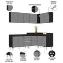 Ver imagem 4 de Armário de Cozinha Modulado de Canto 6 Peças Cp28 Balcão sem Tampo Preto/cinza - Lumil Lumil Móveis