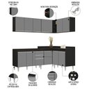 Ver imagem 4 de Armário de Cozinha Modulado de Canto 6 Peças Cp28 Balcão sem Tampo Preto/cinza - Lumil Lumil Móveis
