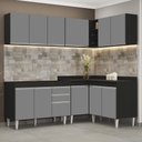 Ver imagem 1 de Armário de Cozinha Modulado de Canto 6 Peças Cp28 Balcão sem Tampo Preto/cinza - Lumil Lumil Móveis