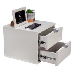 Mesa de Cabeceira Criado Branco 30cm Estilo Suspensa com Duas Gavetas para Quarto Moderna Decoração - 3