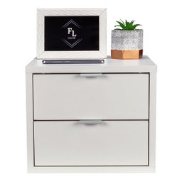 Mesa de Cabeceira Criado Branco 30cm Estilo Suspensa com Duas Gavetas para Quarto Moderna Decoração - 4