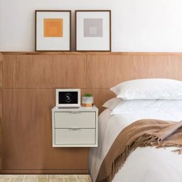 Mesa de Cabeceira Criado Branco 30cm Estilo Suspensa com Duas Gavetas para Quarto Moderna Decoração - 5