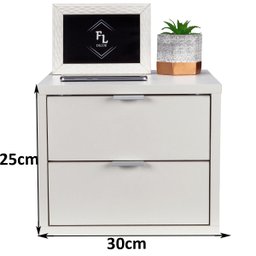 Mesa de Cabeceira Criado Branco 30cm Estilo Suspensa com Duas Gavetas para Quarto Moderna Decoração - 2