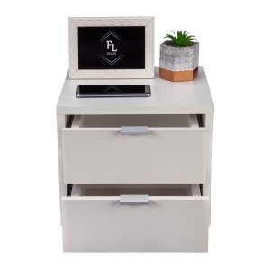 Mesa de Cabeceira Criado Branco 30cm Estilo Suspensa com Duas Gavetas para Quarto Moderna Decoração