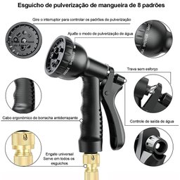 Mangueira 30 Metros Retrátil Flexível Expansível Reforçada:preto - 2