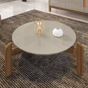 Ver imagem 2 de Mesa de Centro Lizz Redonda com Pés em Madeira Maciça Off White/cedro