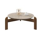 Ver imagem 4 de Mesa de Centro Lizz Redonda com Pés em Madeira Maciça Off White/cedro
