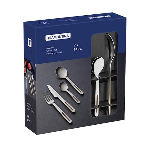 Faqueiro Tramontina Aço Inox Vik Para Churrasco 24 Pç Ágata