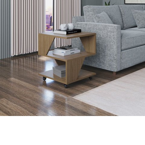 Mesa de Centro Decorativa com Rodizio P/ Sala de Estar e Quarto - Poquema