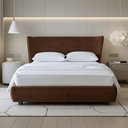 Ver imagem 1 de Cama Japonesa com Cabeceira Corea Seo Casal Veludo Marrom - Sallar Home