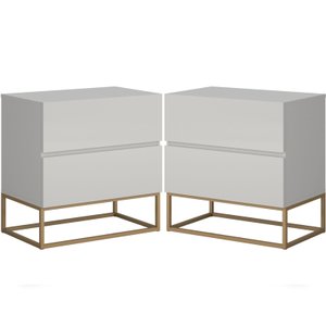 Kit 2 Mesas de Cabeceira Eros 45cm Off/dourado Envio Rápido