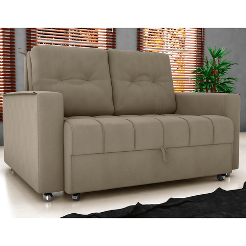 Sofá-Cama Verona Cappuccino em Veludo Maserati 140x190cm com Abertura Frontal