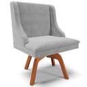 Ver mais imagens de Kit 4 Cadeiras Decorativas Sala de Jantar Base Giratória de Madeira Firenze Suede Cinza/Natural G19