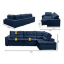 Ver imagem 2 de Sofá de Canto Retrátil e Reclinável com Molas 3,00x2,00 Virginia Suede Azul Adonai Estofados