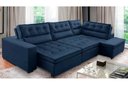 Ver imagem 1 de Sofá de Canto Retrátil e Reclinável com Molas 3,00x2,00 Virginia Suede Azul Adonai Estofados