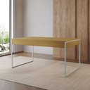 Ver imagem 1 de Mesa Jantar Industrial Retangular Filadélfia Canela 137x90cm Base Ferro Branco