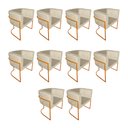 Ver imagem 1 de Kit 10 Poltronas Decorativa Sala de Estar Base de Ferro Cobre Veludo Bege