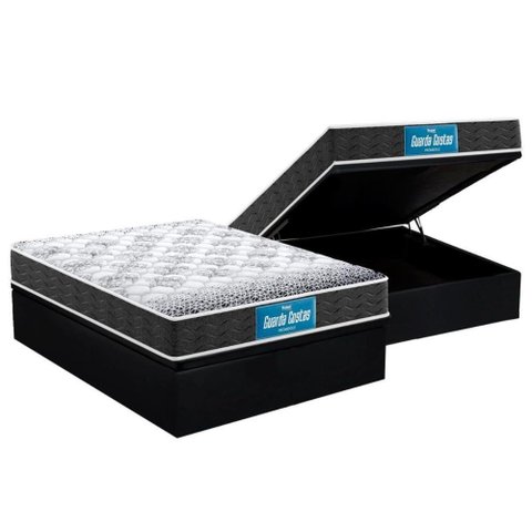 Cama Box Baú Casal: Colchão Anatômico Probel D28 / Ep Prómiddle + Base Black(138x188)
