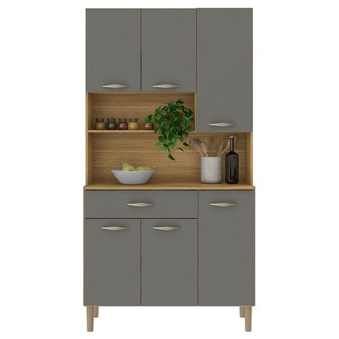 Kit Cozinha 6 Portas Apolo Freijó Gris - Kits Paraná