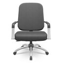 Ver imagem 2 de Kit Cadeira de Escritório Giratória e 2 Cadeiras Fixas Cromada Magno P03 Crepe Preto - Lyam Decor