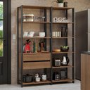 Ver imagem 1 de Armário Estante Multiuso Organizador 2 Gavetas 9 Prateleiras 129cm Rustic Preto Madesa