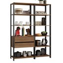 Ver imagem 3 de Armário Estante Multiuso Organizador 2 Gavetas 9 Prateleiras 129cm Rustic Preto Madesa
