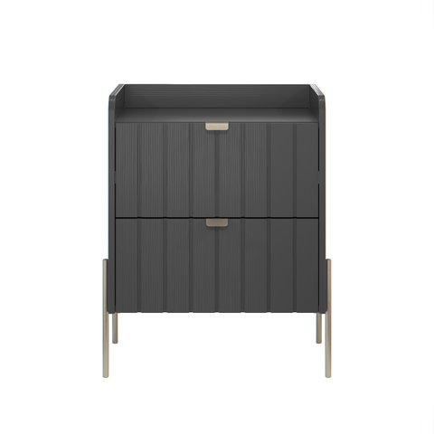 Mesinha de Canto para Quarto Estilo Europeu Classico Moriah 45cm Pes Puxadores Aço Champagne