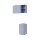 Ver imagem 3 de Lavanderia Planejada 3 Peças 1 Aéreo 1 Balcão sem Tampo 1 Nicho 40cm Marselha CabeCasa MadeiraOriginals Azul/Sereno