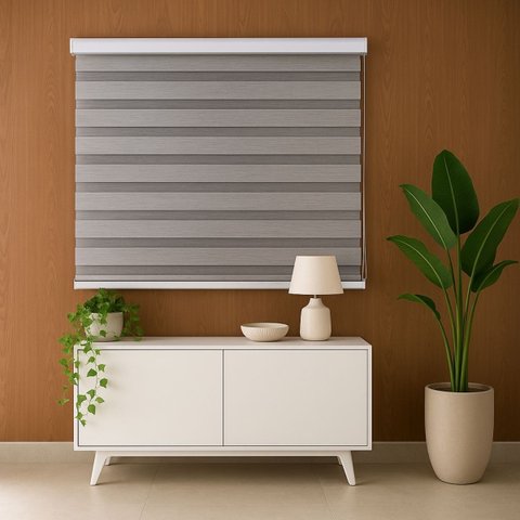 Persiana Zebra Prime 160larg X 160alt Mescla Cinza