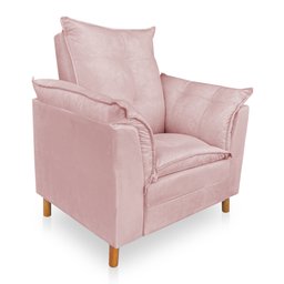 Kit Poltrona Amamentação Sara e Puff Veludo Neros Interiores - Rosa - 3