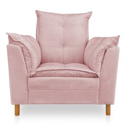 Kit Poltrona Amamentação Sara e Puff Veludo Neros Interiores - Rosa - 2