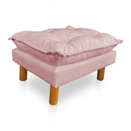 Kit Poltrona Amamentação Sara e Puff Veludo Neros Interiores - Rosa - 5