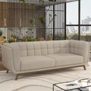 Ver imagem 1 de Sofá Decorativo Sala de Estar 240cm Rocket 3 Lugares Base Madeira Linho Off White G45 - Gran Belo