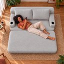 Ver imagem 5 de Sofá Cama Nami 1,50m Xpand Tech Tecido Bouclê Cinza Claro Cama Inbox