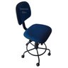 Cadeira Secretaria com Regulagem de Altura - Base de Ferro - Rodízio e Apoio de Pé Tecido Azul - 2