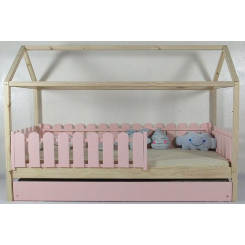 Bicama Infantil Solteiro Casinha Colorida Madeira Maciça Pinus Grade Cercadinho