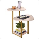 Ver imagem 1 de Mesa Lateral de Apoio para Sofá Sala de Estar Mesa Auxiliar - Casa Uau:off/dourado