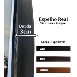 Trio Espelho Orgânico Decorativo Com Moldura De Couro Cor Preta - 8