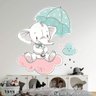 Adesivo de Parede Infantil Elefantinha com Guarda Chuva-Extra Grande 85x76cm - 3