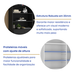 Estante para Livros 4 Portas  Moderno - 7