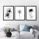 Ver imagem 1 de Kit 3 Quadros Grandes Flores Pretas - 60x48cm:moldura Preta