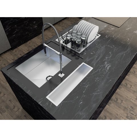 Calha Seca Kitchen Sobrepor Porta Utensílios e Temperos 57cm Aço Inox Escovado