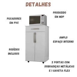 Balcão Multiuso para Cozinha Juliana 2 Portas Branco Flex Ajl - 5 Balcão Multiuso para Cozinha Juliana 2 Portas Branco Flex Ajl - 5