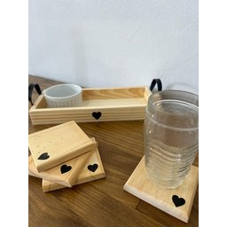 Kit Bandeja Decorativa Slin e 4 Porta Copos, Kit Decorativo, Mesa Posta, Decoração Casa - 1